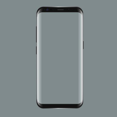 Siyah smartphone Samsung Galaxy S8 ile boş perde. Gerçekçi 3d Mockup için vitrin senin app projeleri.