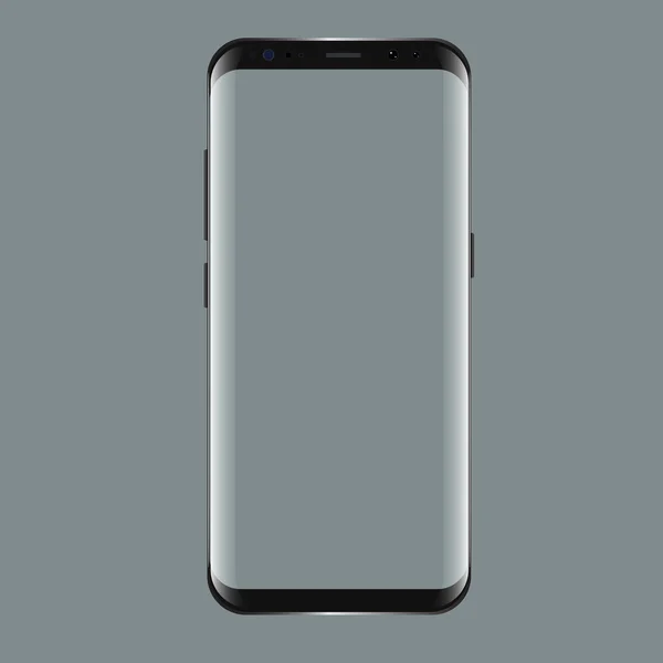 Black smartphone Samsung Galaxy S8 with blank screen. Realistic 3d Mockup for showcase your app projects. — Stock Vector