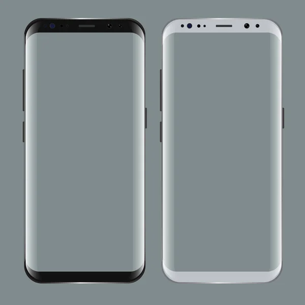 Siyah smartphone ile boş perde. Gerçekçi 3d Mockup için vitrin senin app projeleri.