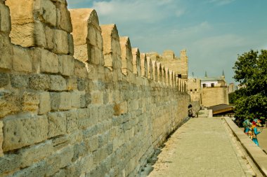 Eski antik kale duvarı perspektif görünümü