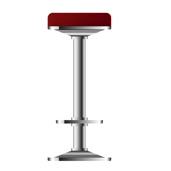 Красная и металлическая иллюстрация вектора табуретки. Кресло High Bar для дизайна интерьера бара . — стоковый вектор