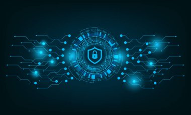 Techno geometrik vektör eğrisi Modern güvenlik kavramı afiş.