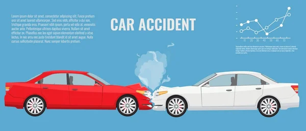 Ilustração do conceito de acidente de carro. vetor de cor plana e sólida — Vetor de Stock