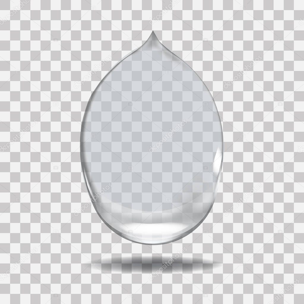 Realistic Transparent water drop. Useful with any background.