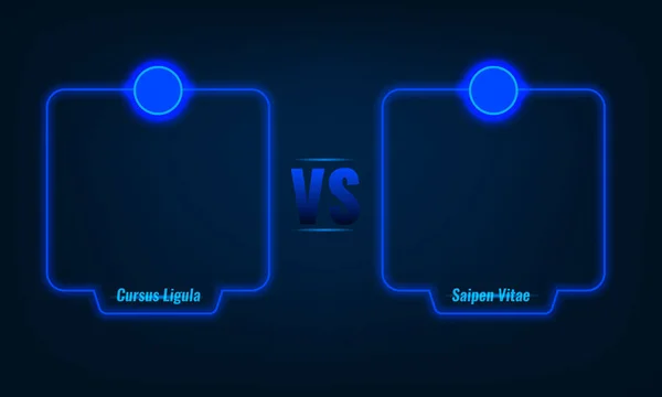 Versus vagy képernyő-val kék neon keretek és vs betűk összehasonlítani. Vektoros illusztráció — Stock Vector