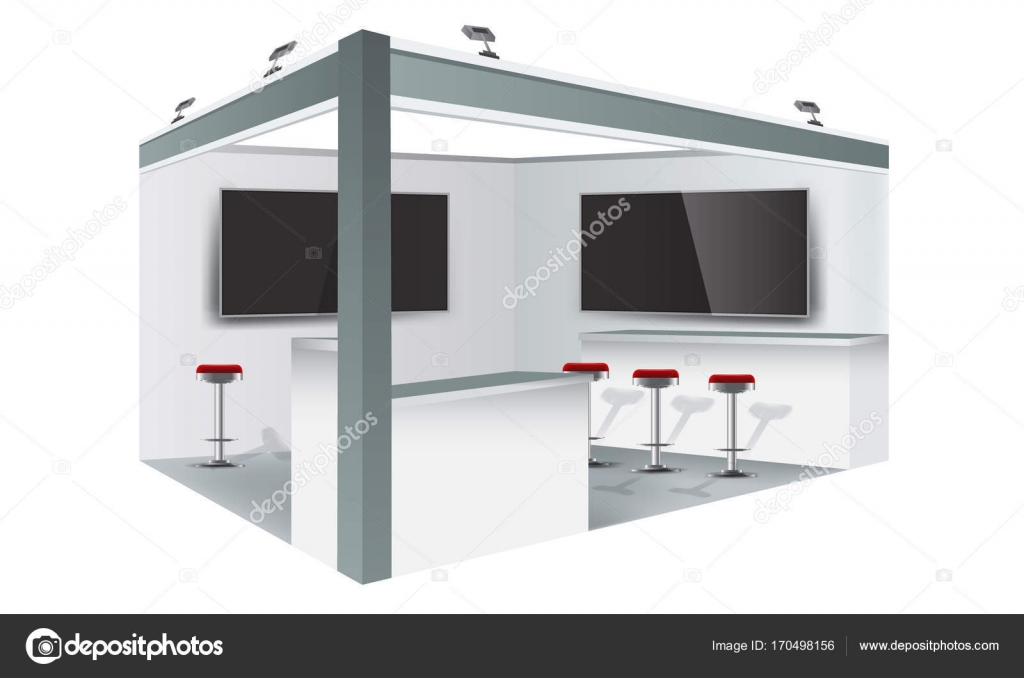 Download Exhibition Stand Display Trade Booth Mockup Design White And Grey Colors Vector Image By C Zeynurbabayev Vector Stock 170498156
