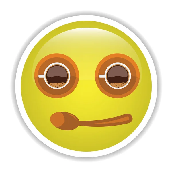 Emoji con la taza de café vista superior y sauser . — Vector de stock