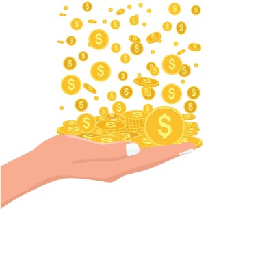 Para yağmur eline düşme. Düz ve katı renk stili.