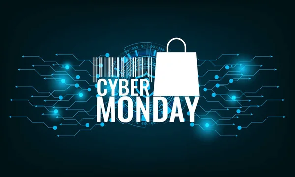 Cyber Monday Venta concepto wiht tecnología banner de fondo . — Vector de stock