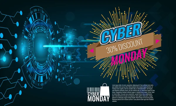 Cyber Monday Venta concepto wiht tecnología banner de fondo . — Vector de stock