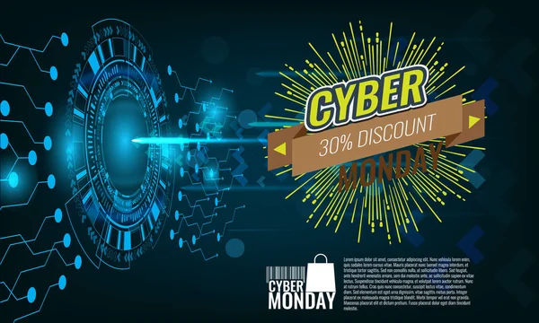 Cyber Monday Venta concepto wiht tecnología banner de fondo . — Vector de stock