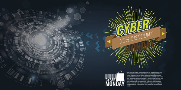 Cyber Monday Venta concepto wiht tecnología banner de fondo . — Vector de stock