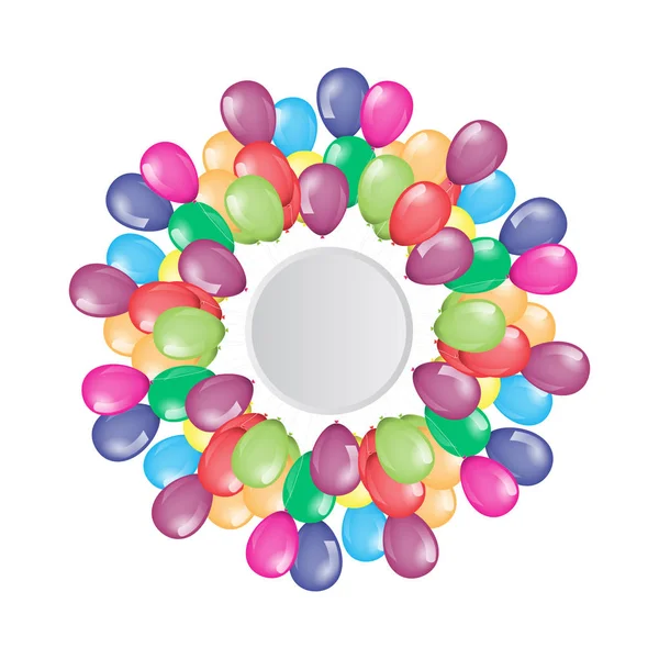 Vliegende ballonnen grens met cirkel lege ruimte voor uw tekst of ontwerp. — Stockvector