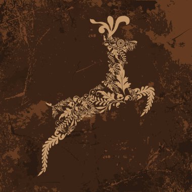 Vintage Noel öğeleri, Ren geyiği ile desen arka plan.