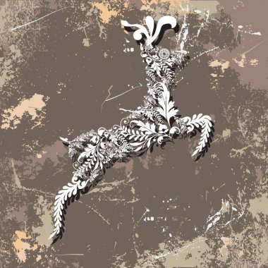 Vintage Noel öğeleri, Ren geyiği ile desen arka plan.