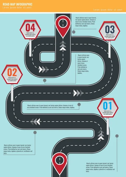 Trendi infographic sablon a road map mutatók és a nyilak segítségével. — Stock Vector