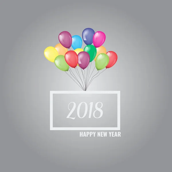 Šťastný nový rok 2018 s barevnými balónky. — Stockový vektor