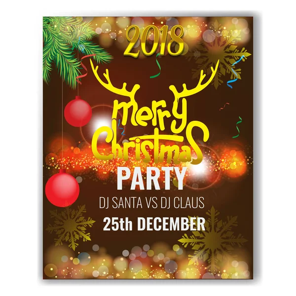 Vector Christmas Party poster design template. — Stock Vector