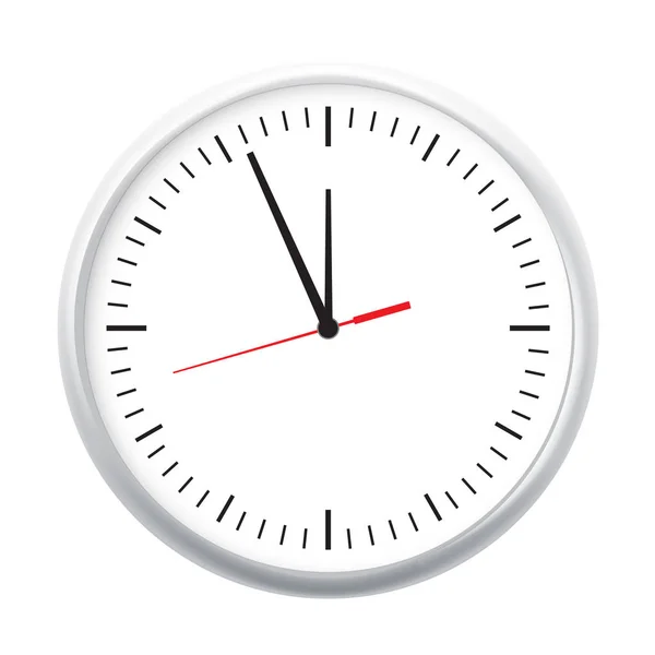 Biała ściana office ikona zegara pokazuje pięć minut do dwunastu. Do koncepcji nowego roku. — Wektor stockowy
