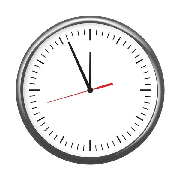 Icono negro del reloj de la oficina de la pared que muestra cinco minutos a doce. Para el concepto de año nuevo . — Archivo Imágenes Vectoriales