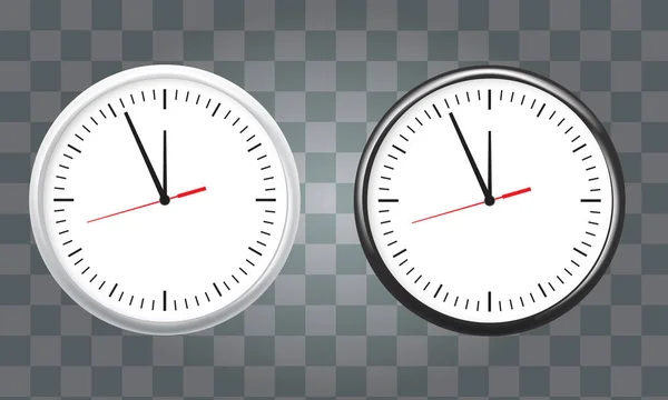 Conjunto de iconos de reloj de oficina de pared blanca y negra. mostrando de cinco minutos a doce. Para el concepto de año nuevo . — Vector de stock