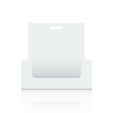Boş karton görüntü kutusu mockup açık bakış açısı ile. Gerçekçi çizim.