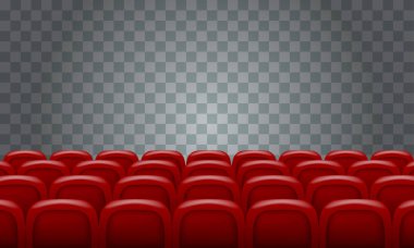 Saydam arka plan üzerinde kırmızı sinema film tiyatro koltuk gerçekçi satırları.