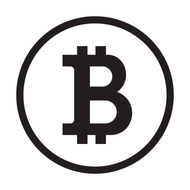 Bitcoin simgesi, sikke logo. Kripto para birimi sembol siluet. E-ticaret kavramı vektör.