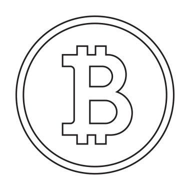 Anahat stili ile Bitcoin simgesi. Popüler çizgi stili ile logo. E-ticaret kavramı vektör.