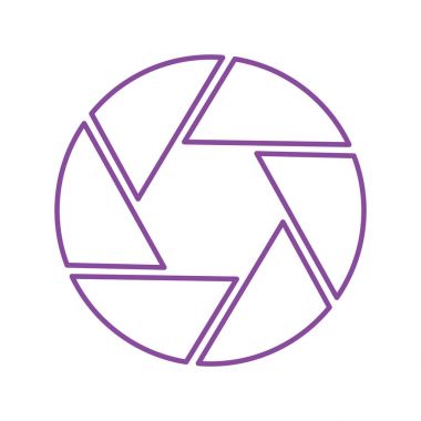 Popüler çizgi stili, fotoğrafçı logo için büyük ile çekim portre vektör simgesi.