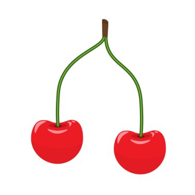 Olgun kırmızı kiraz meyveleri ile sağlam ve düz renk tasarımı. Yüksek detaylı ve gerçekçi Illustrated.