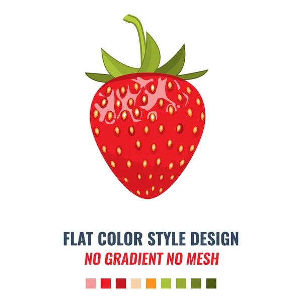 견고 하 고 평평한 색상 스타일 디자인 벡터와 빨간 유기농 딸기 높은 상세한. — 스톡 벡터