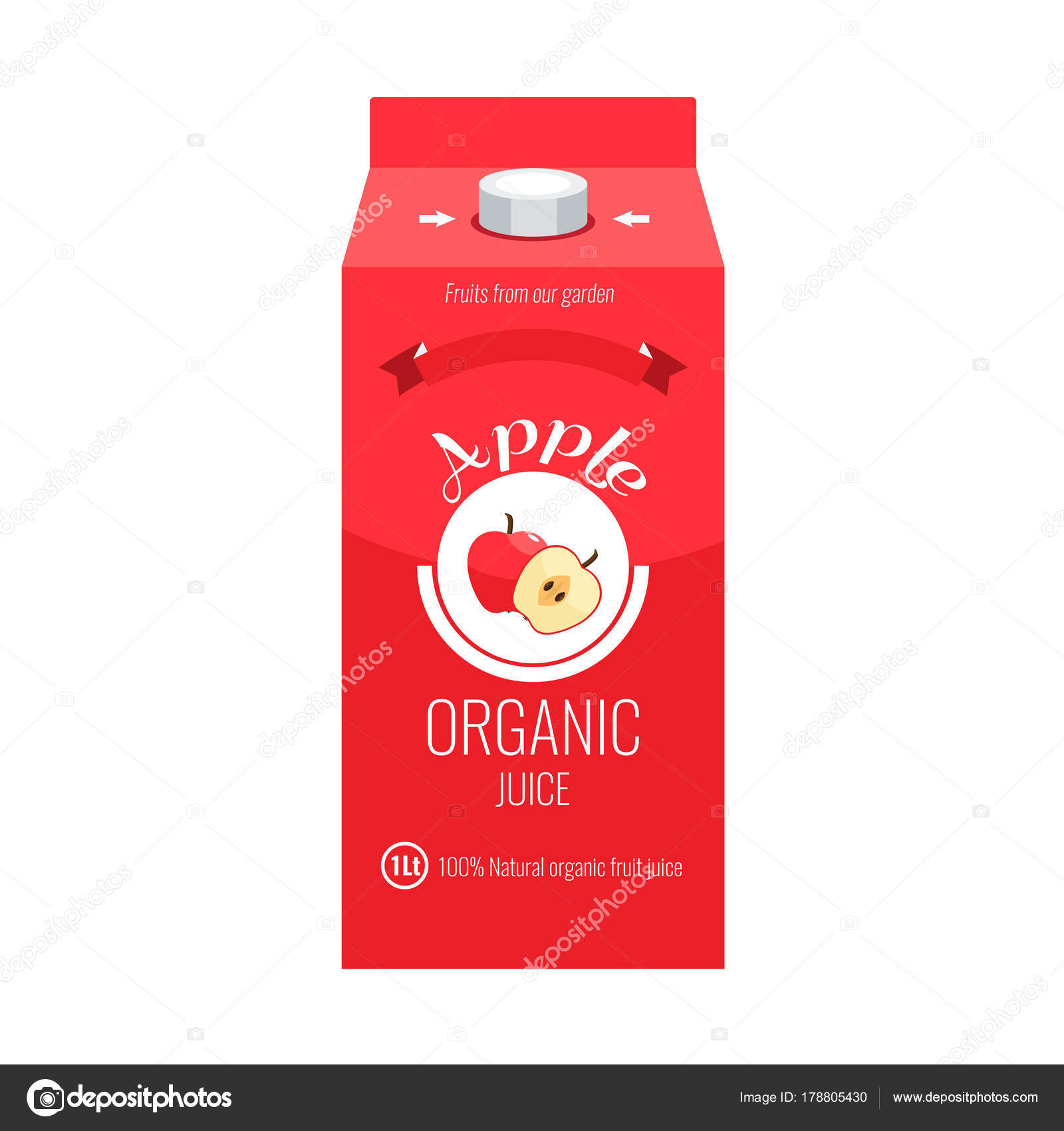 Pacchetto del contenitore di succo di mela rossa con stile di disegno di colore solido e piatto Vector illustrati — Vettoriali di zeynurbabayev
