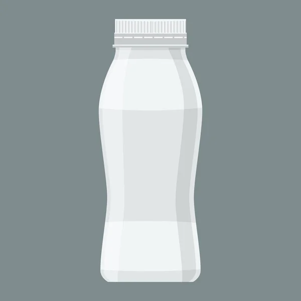 Bouteille en plastique de lait de yaourt blanc. Vecteur plat et couleur unie . — Image vectorielle