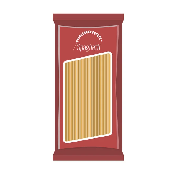 Spaghetti of pasta pakket mockup, geïsoleerd op een witte achtergrond. Plat en effen kleur stijl geïllustreerd Vector. — Stockvector