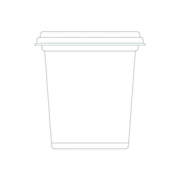 Kübelbehälter aus Kunststoff oder Verpackung zum Dessert mit trendigem Linienstil. — Stockvektor