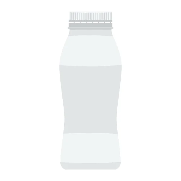 Botol plastik susu yogurt putih. Vektor gaya warna datar dan padat . - Stok Vektor