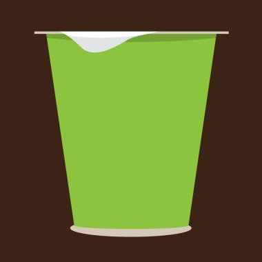 Pembe kapaklı beyaz plastik kova. Düz ve katı renk tasarımı