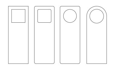 Vektör kümesi benzersiz kapı askıları beyaz arka plan üzerinde izole trendy çizgi stili ile. Kapı askı mockup.