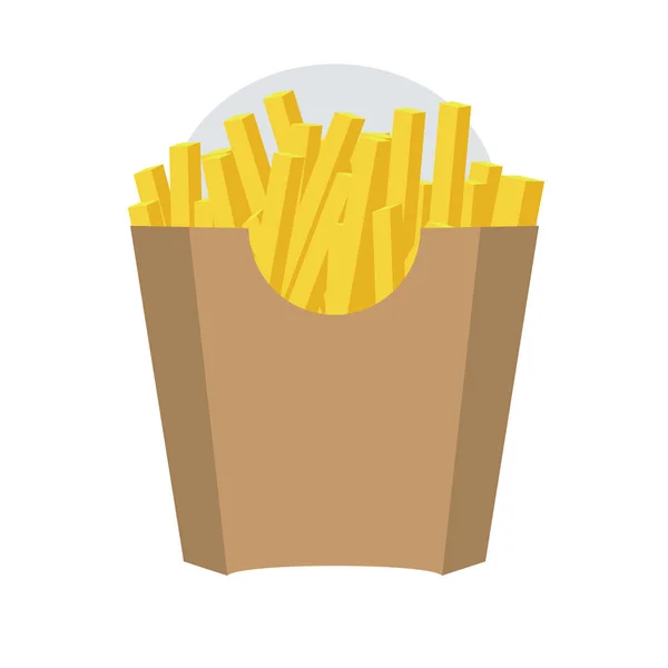 Caja de embalaje vacía para papas fritas. Icono de comida rápida. Diseño de color marrón. Vector con diseño de color plano y sólido . — Archivo Imágenes Vectoriales