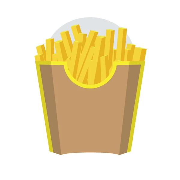 Leere Verpackung für Pommes. Fast Food-Ikone. braune Farbe Design. Vektor mit flachem und durchgefärbtem Design. — Stockvektor
