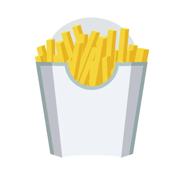 Caixa de embalagem vazia para batatas fritas. Ícone Fast Food. Design de cor branca. Vetor com design de cor plana e sólida . — Vetor de Stock