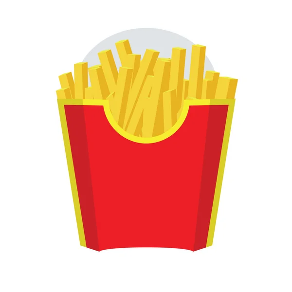 Caja de embalaje vacía para papas fritas. Icono de comida rápida. Diseño de color rojo. Vector con diseño de color plano y sólido . — Archivo Imágenes Vectoriales