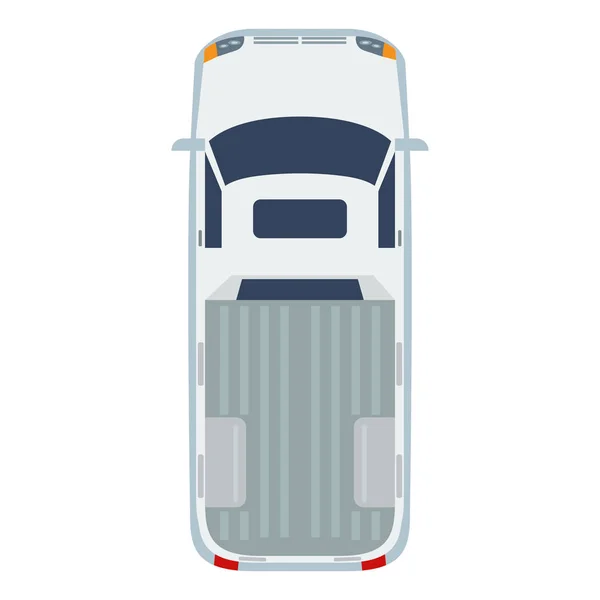 Vista dall'alto Pickup con design piatto e tinta unita. Illustrazione vettoriale dei veicoli commerciali per concetti logistici di distribuzione e infografica . — Vettoriale Stock