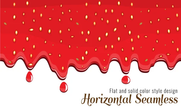 Gouttes réalistes de confiture de fraises avec un design de couleur plate et unie sur fond blanc. Vecteur Flux de sirop . — Image vectorielle