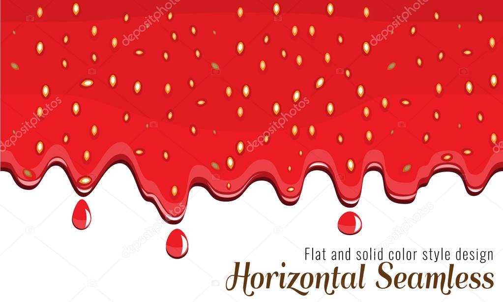 Realistic drips of strawberry jam with flat and solid color design on white background. Vector Flowing syrup.