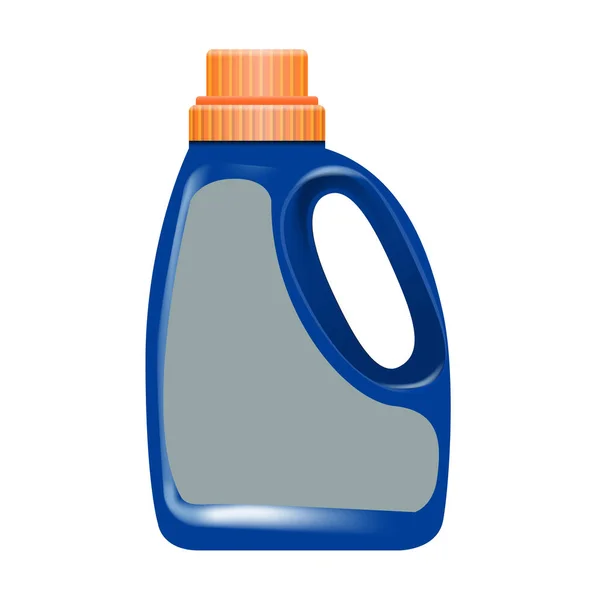 Prázdné prádelny čisticího prostředku obalový design, modrý kontejner láhev, samostatný pozadí. — Stockový vektor