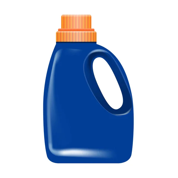 Prázdné prádelny čisticího prostředku obalový design, modrý kontejner láhev, samostatný pozadí. — Stockový vektor