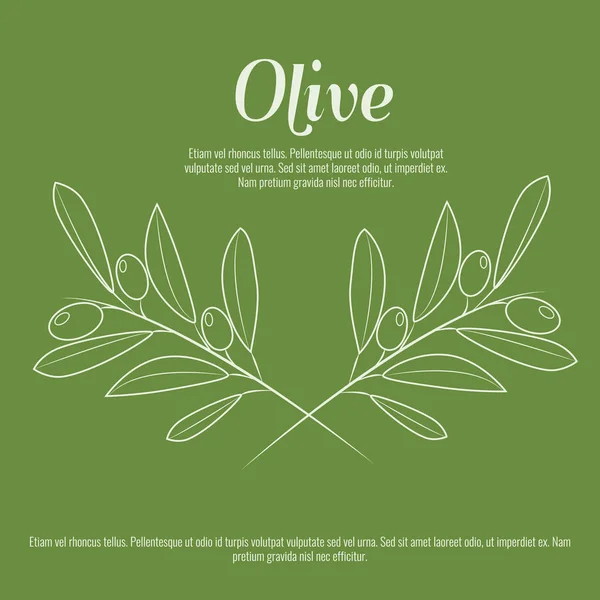 Branche d'olivier avec style d'art en ligne à la mode. vecteur de dessin de ligne de contour . — Image vectorielle