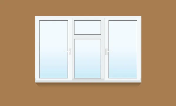 Hagyományos fehér zárt ablak. Építészeti és belsőépítészeti reális ablak eleme. — Stock Vector